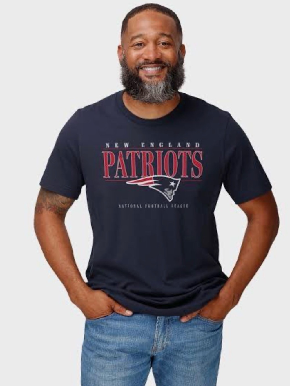 NFL Team Apparel New England Patriots Navy Blue Football T-Shirt Size Large